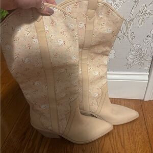Floral Beige Cowboy Boots Dolce Vita